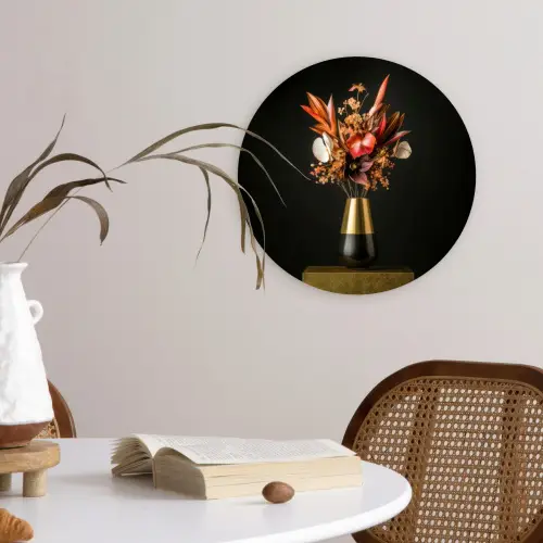 Exotisch - Boeket - Vaas - Goud Wandcirkel plexiglas klein -sfeer4