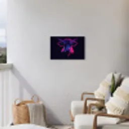 Stier - Neon - Zwart - Kleur Tuinposter op houten frame 2 cm dik klein -sfeer1