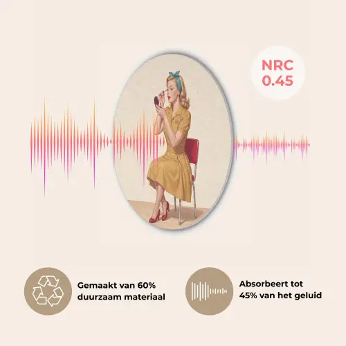 Illustratie - Mascara - Vrouw - Geel Akoestische PET Vilt - Rond klein -USP_NL