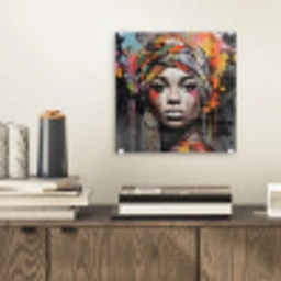 Vrouw - Hoofddoek - Graffiti - Zwart plexiglas 5mm klein -sfeer1