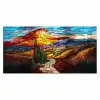 Mozaïek - Zon - Landschap - Dorp Muismat XXL klein -3d_leeg