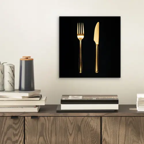 Bestek - Goud - Mes - Vork aluminium wit klein -sfeer1