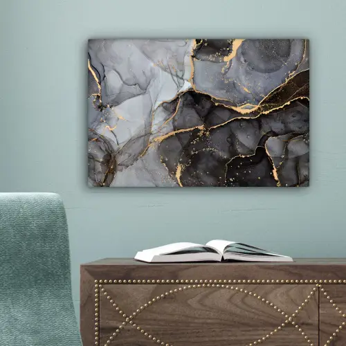 Marmer - Abstract - Goud - Grijs canvas 2cm klein -sfeer4