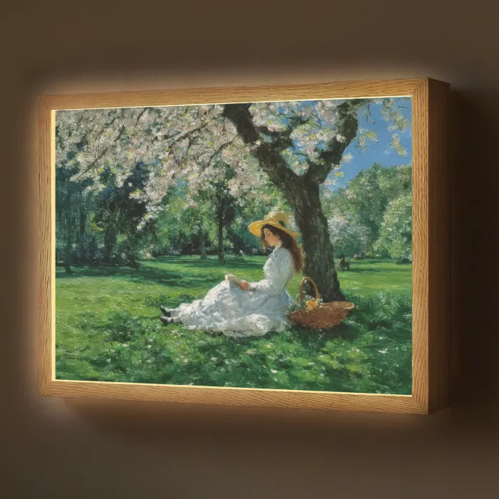 Vrouw - Boom - Boek - Mandje Light Box met batterij (Wandlamp) middel -z3d_website