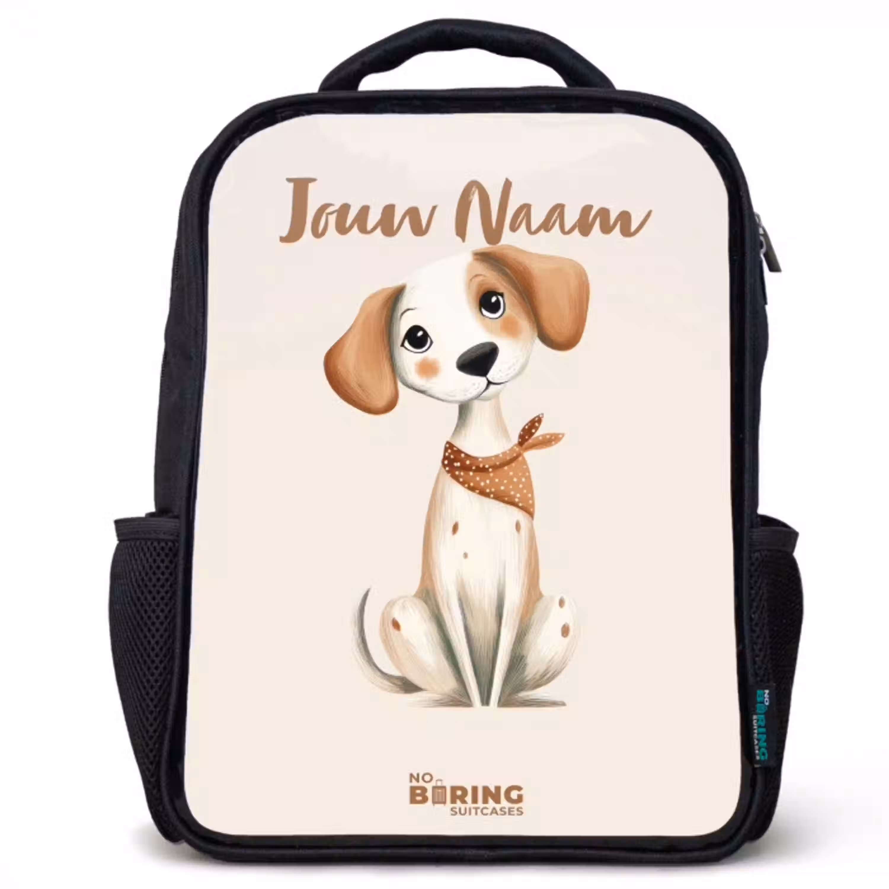 Bruin gevlekte pup op een beige achtergrond Rugzak - Zwart middel -3d