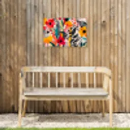 Bloemen - Bladeren - Abstract - Kleurrijk Tuinposter op houten frame 2 cm dik klein -sfeer4