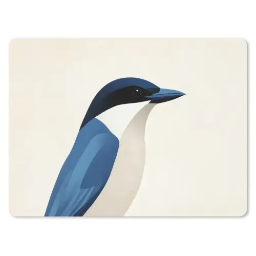 Illustratie - Blauw - Vogel muismat rubber klein -3d