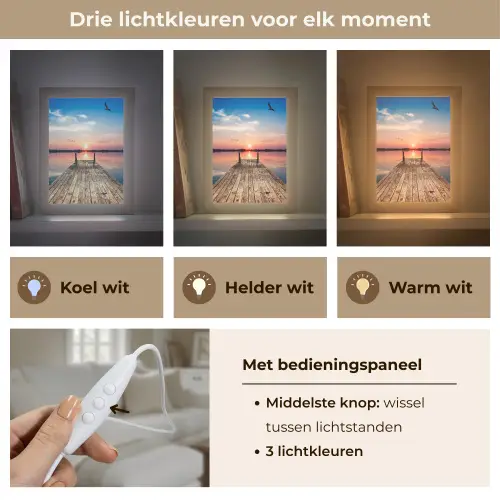 Steiger - Water - Zonsondergang - Roze - Horizon Light Box met kabel (Tafellamp) klein -USP_lichtkleurNL