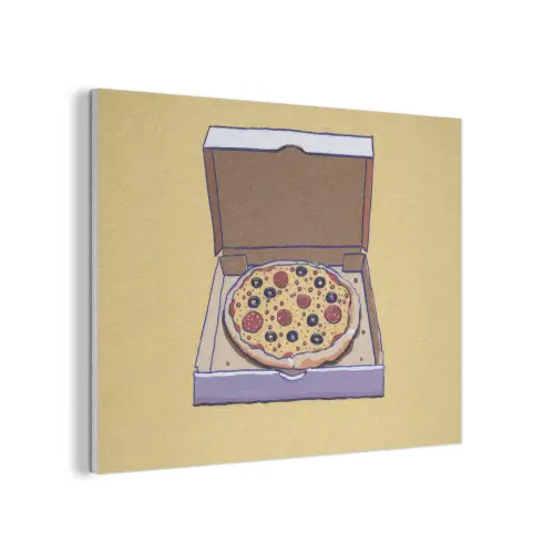 Pizza - Doos - Salami - Illustratie PET vilt klein -3d