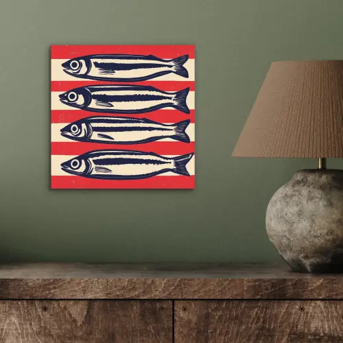 Sardines - Rood en beige strepen aluminium wit klein -sfeer2