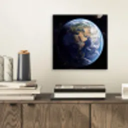Aarde - Ruimte - Blauw - Groen aluminium wit klein -sfeer1