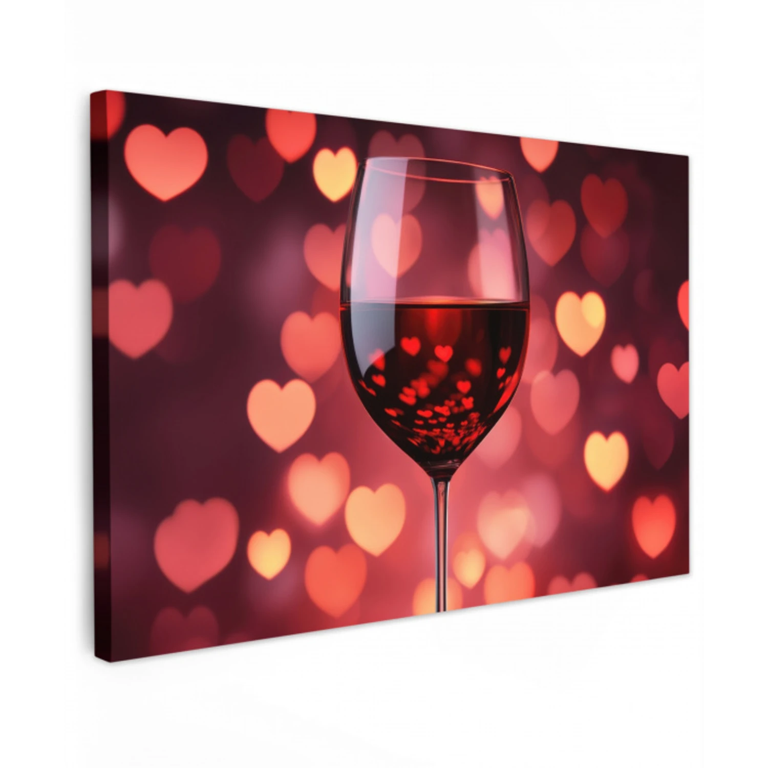 Rood - Wijn - Hartjes Tuinposter op houten frame 2 cm dik klein -3d