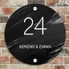Zwart verftextuur - Klassiek Naambord Rond klein -sfeer2