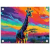 Giraffe - Savanna - Lucht - Gekleurd tuinposter los doek klein -3d