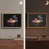 Piano - Kleurrijk - Verf - Modern Light Box met batterij (Wandlamp) middel -sfeer3