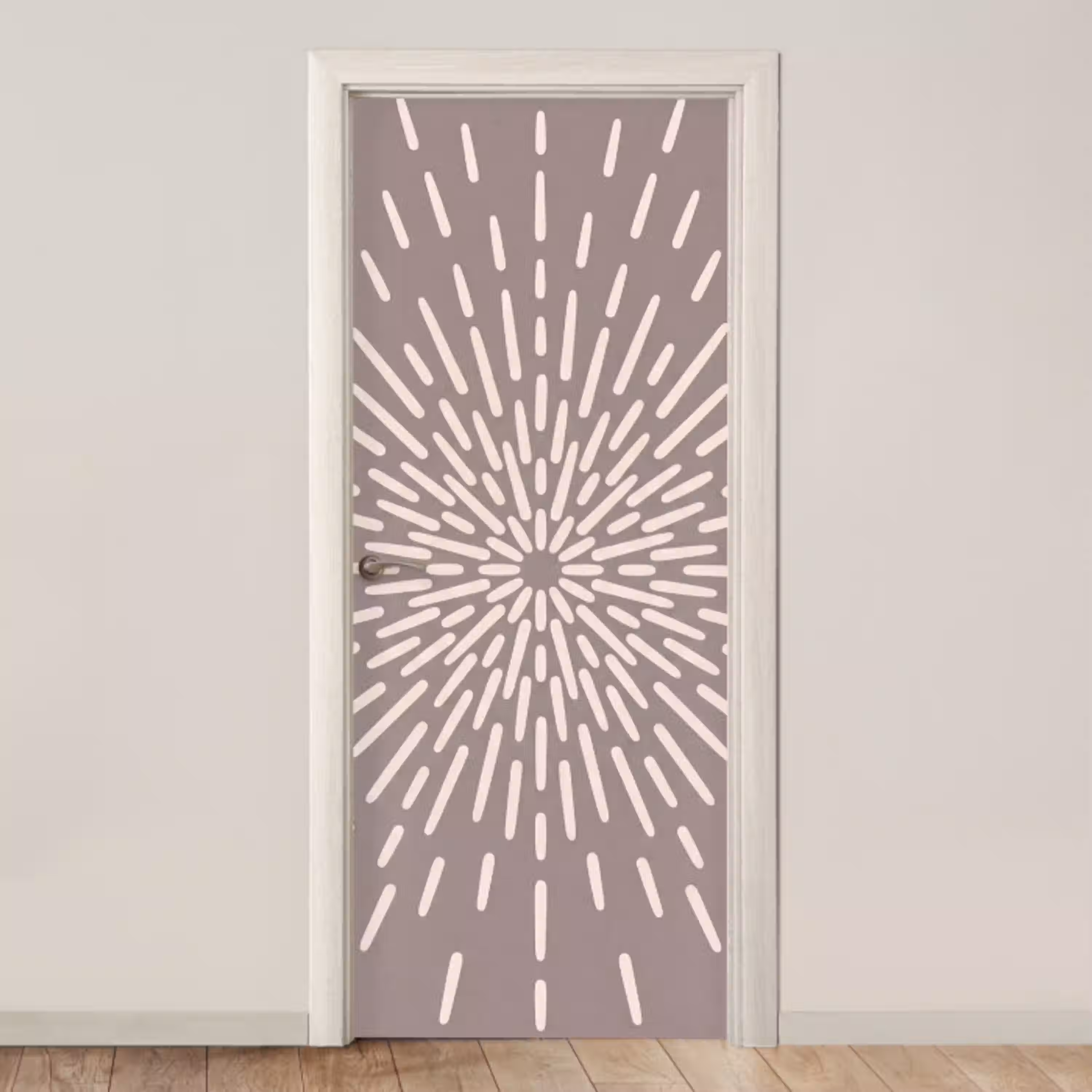 Patroon - Stralen - Abstract - Modern - Grijs deurposter klein -3d_beige