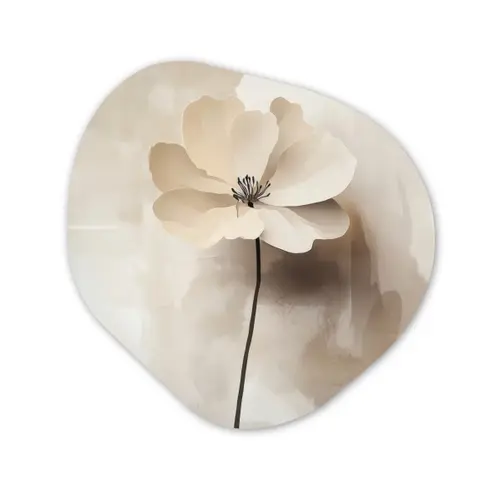 Bloem - Beige - Verf - Schaduw Wandcirkel Organisch Aluminium middel -3d