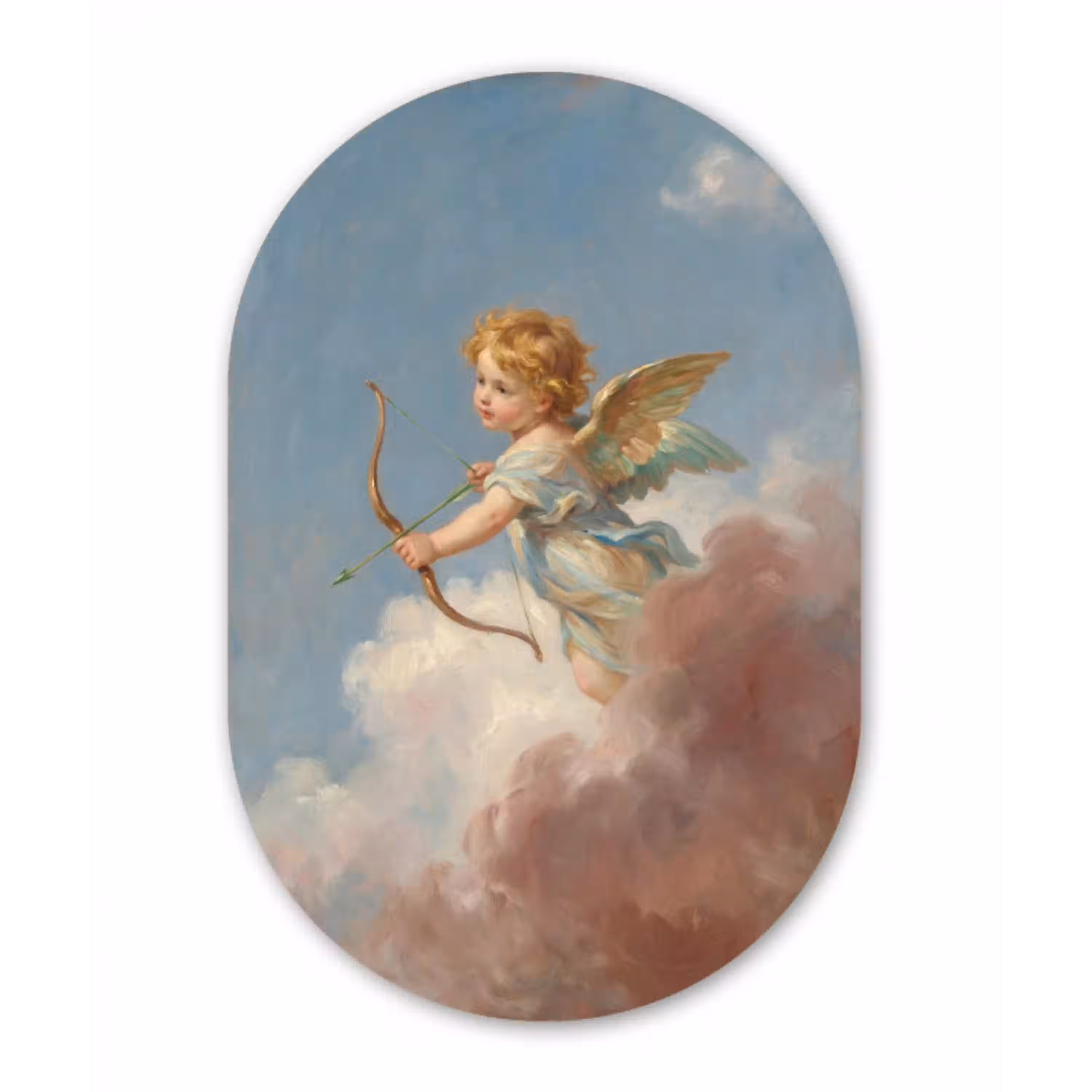 Engel - Pijl en boog - Mythologie - Klassiek Wandcirkel Ovaal Aluminium middel -3d