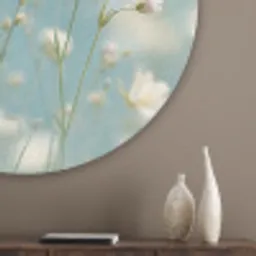 Stengels - Bloemen - Lucht - Wit Akoestische PET Vilt - Rond klein -sfeer5_closeup
