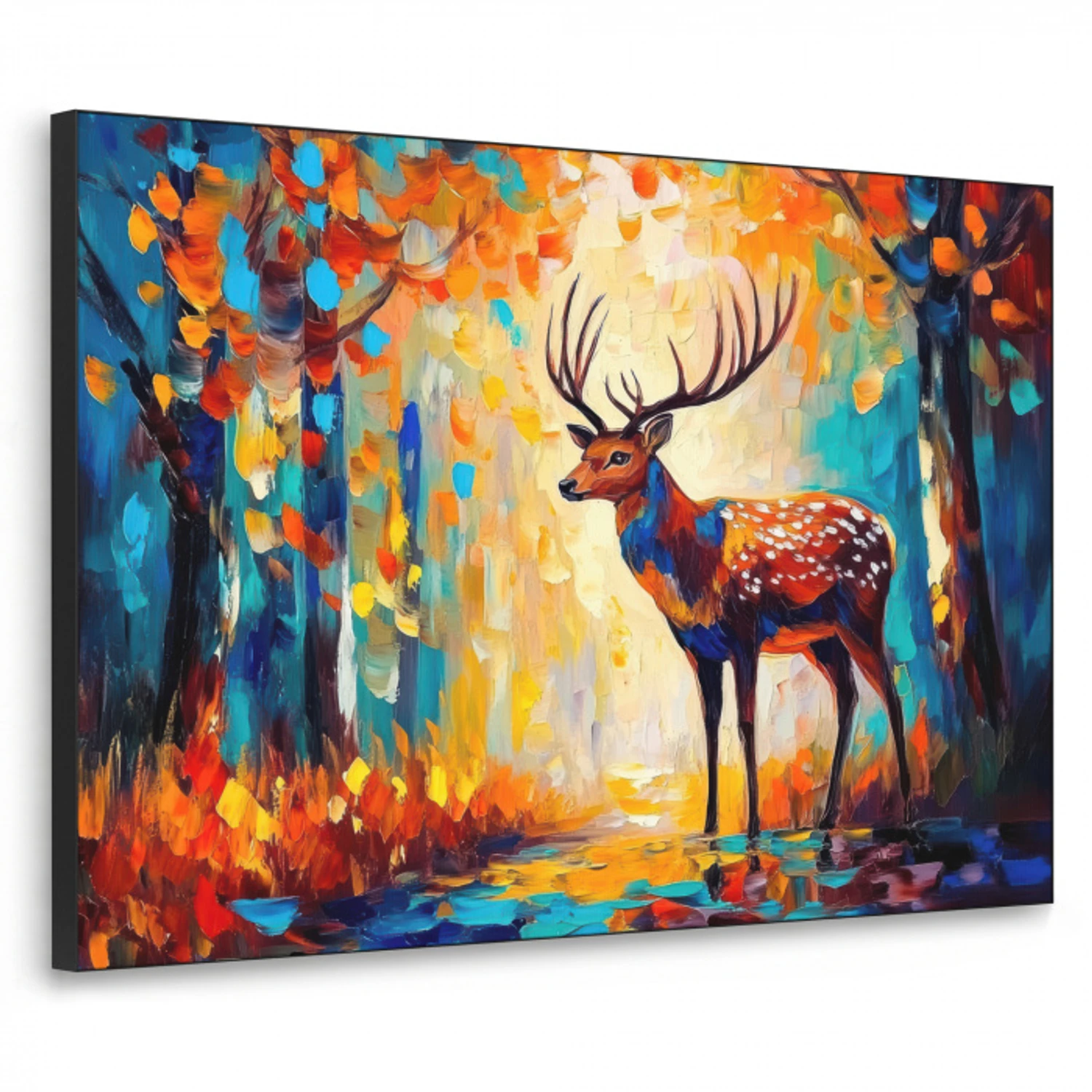 Hert - Bosdieren - Natuur - Kunst Textielframe - compleet frame klein -3d