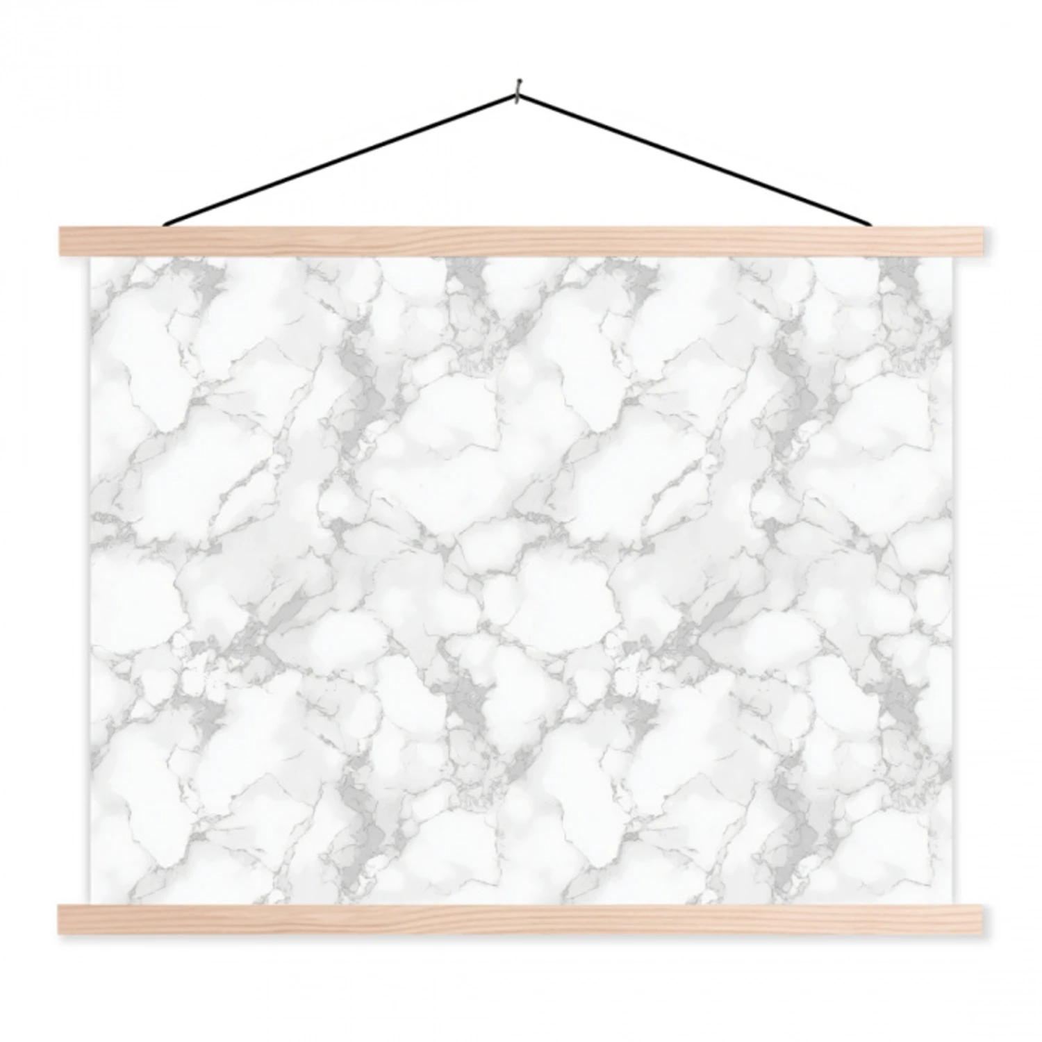 Wit - Marmer - Grijs textielposter latten blank klein 122 -3d