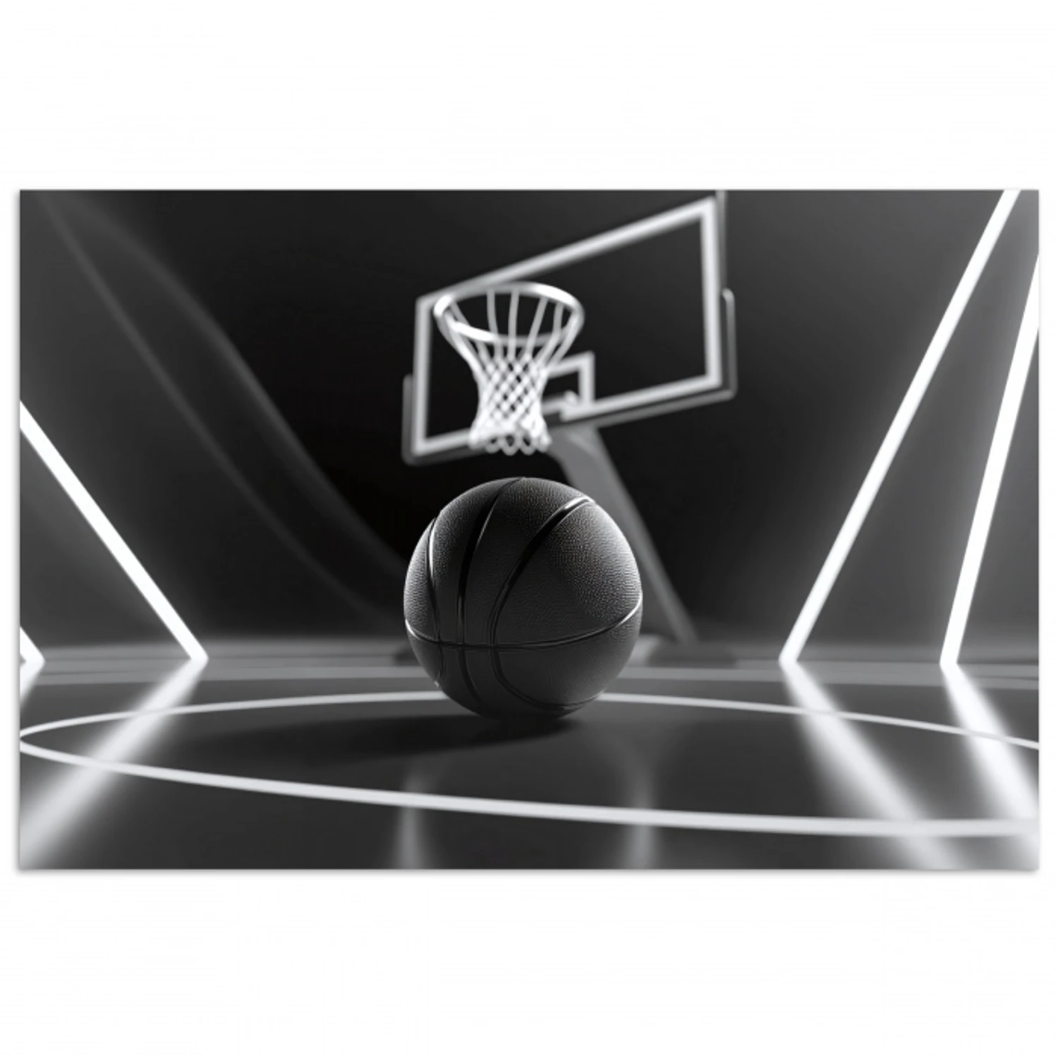 Basketbal - Basketbalveld - Lichtlijnen poster papier klein -3d