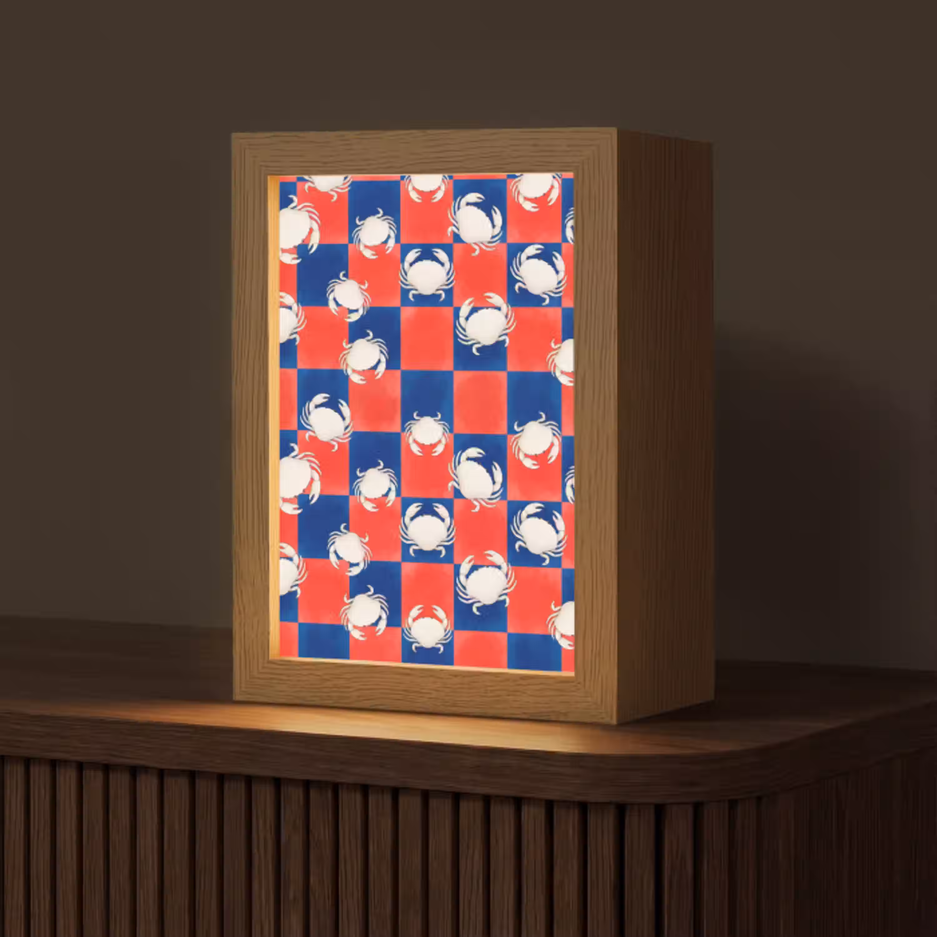 Patroon - Zeeleven - Rood - Blauw - Abstract Light Box met kabel (Tafellamp) klein -z3d_website