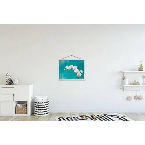 Orchidee - Bloemen - Plant - Wit - Paars textielposter latten blank klein -kinderkamer