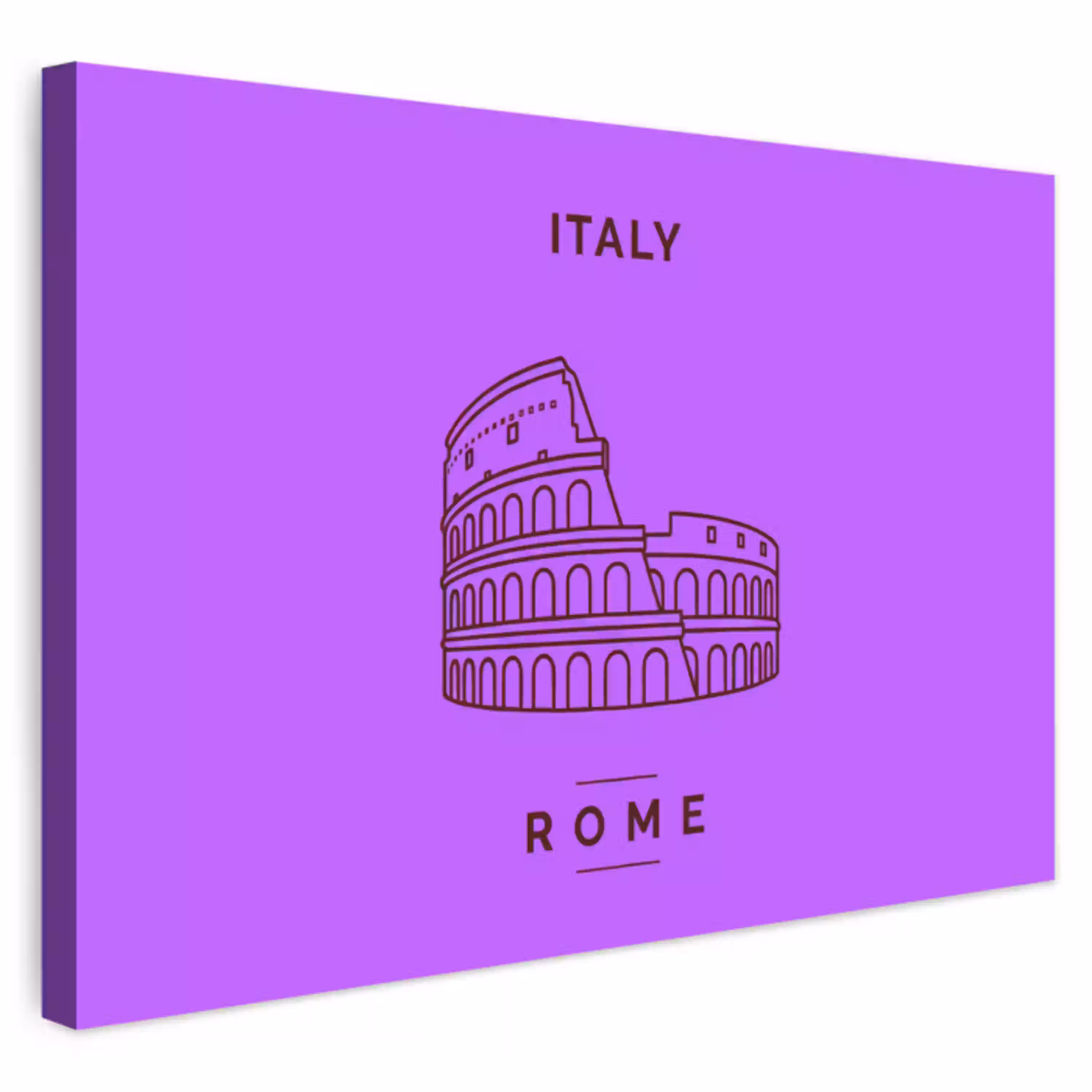 Architectuur - Colosseum - Rome - Minimalistisch - Paars Tuinposter op houten frame 2 cm dik klein -3d