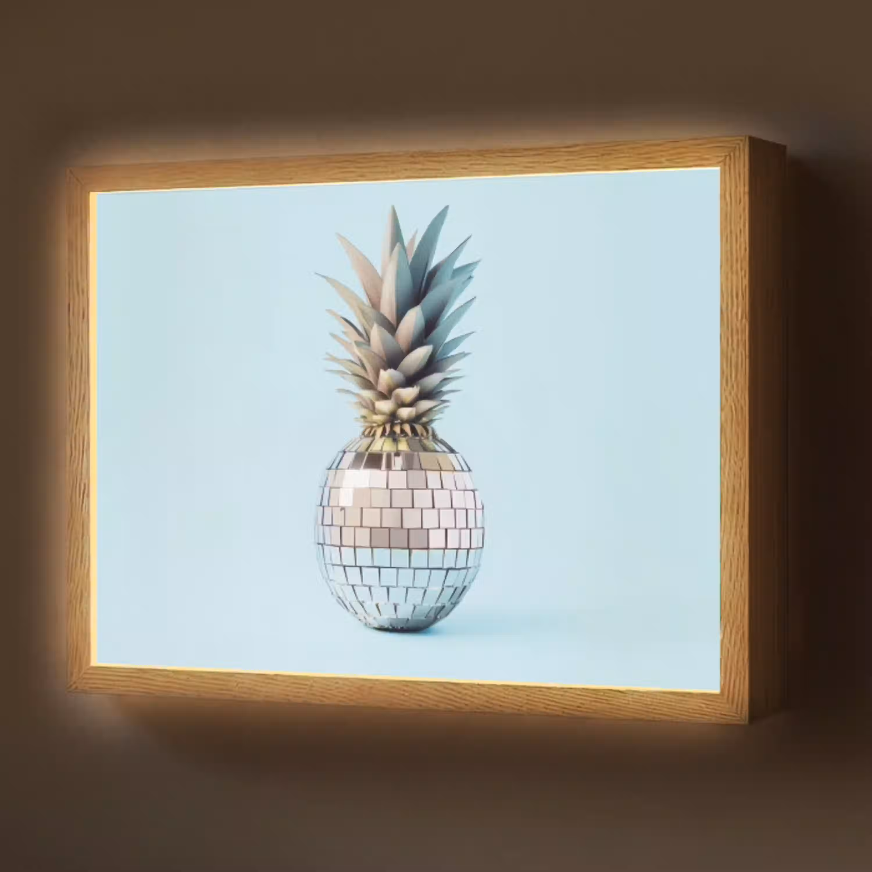 Blauw - Ananas - Disco - Discobal Light Box met batterij (Wandlamp) middel -z3d_website