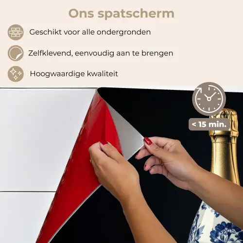 Champagne - Bloemen - Goud - Chique keuken achterwand spatscherm klein -spatscherm_NL
