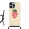 Aardbei - Minimalistisch - Rood - Fruit Hoesje iPhone 16 Pro Max met koord klein -3d