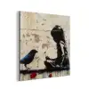 Street art - Meisje - Vogel - Graffiti - Banksy aluminium wit klein -3d