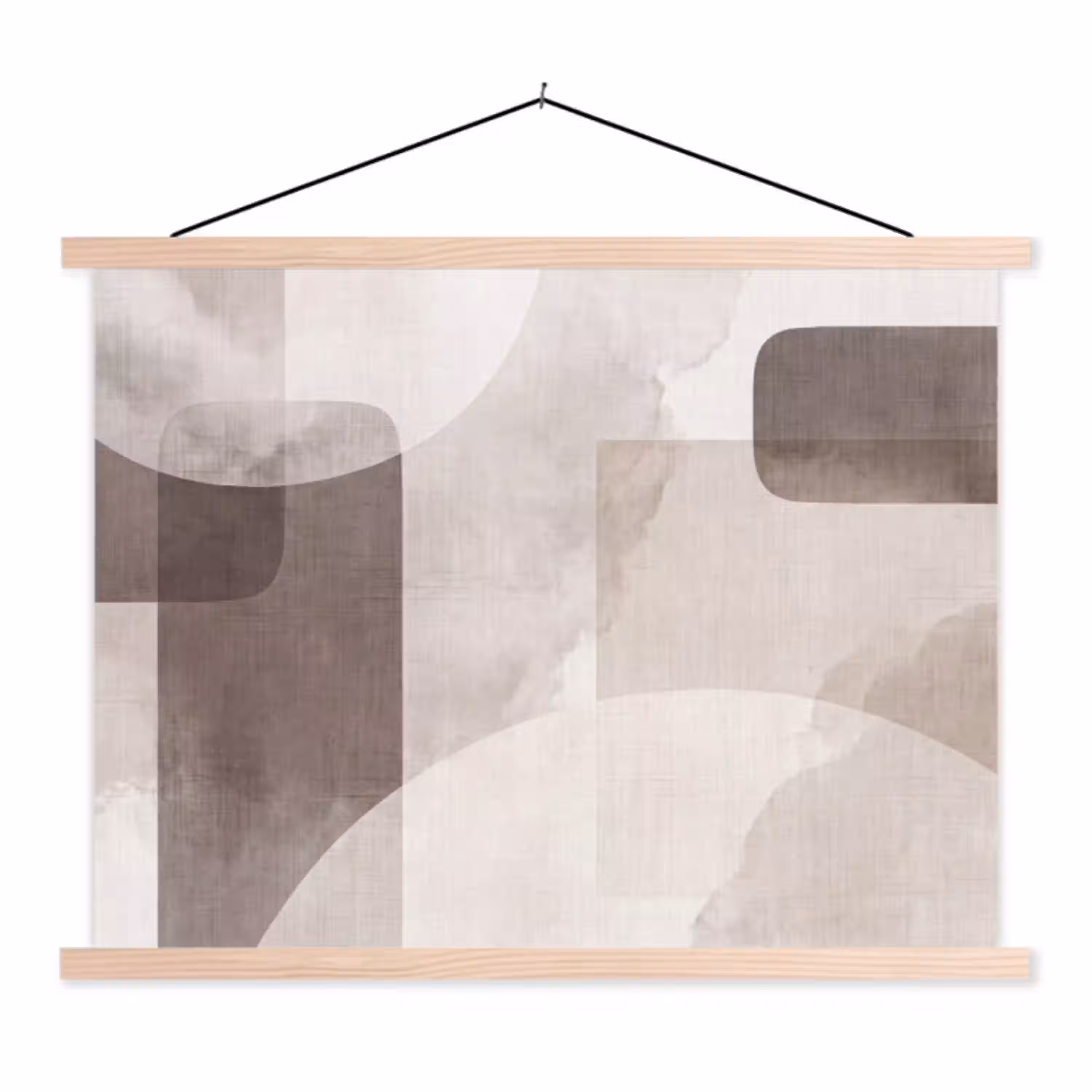 Abstracte vormen - Beige textielposter latten blank klein -3d