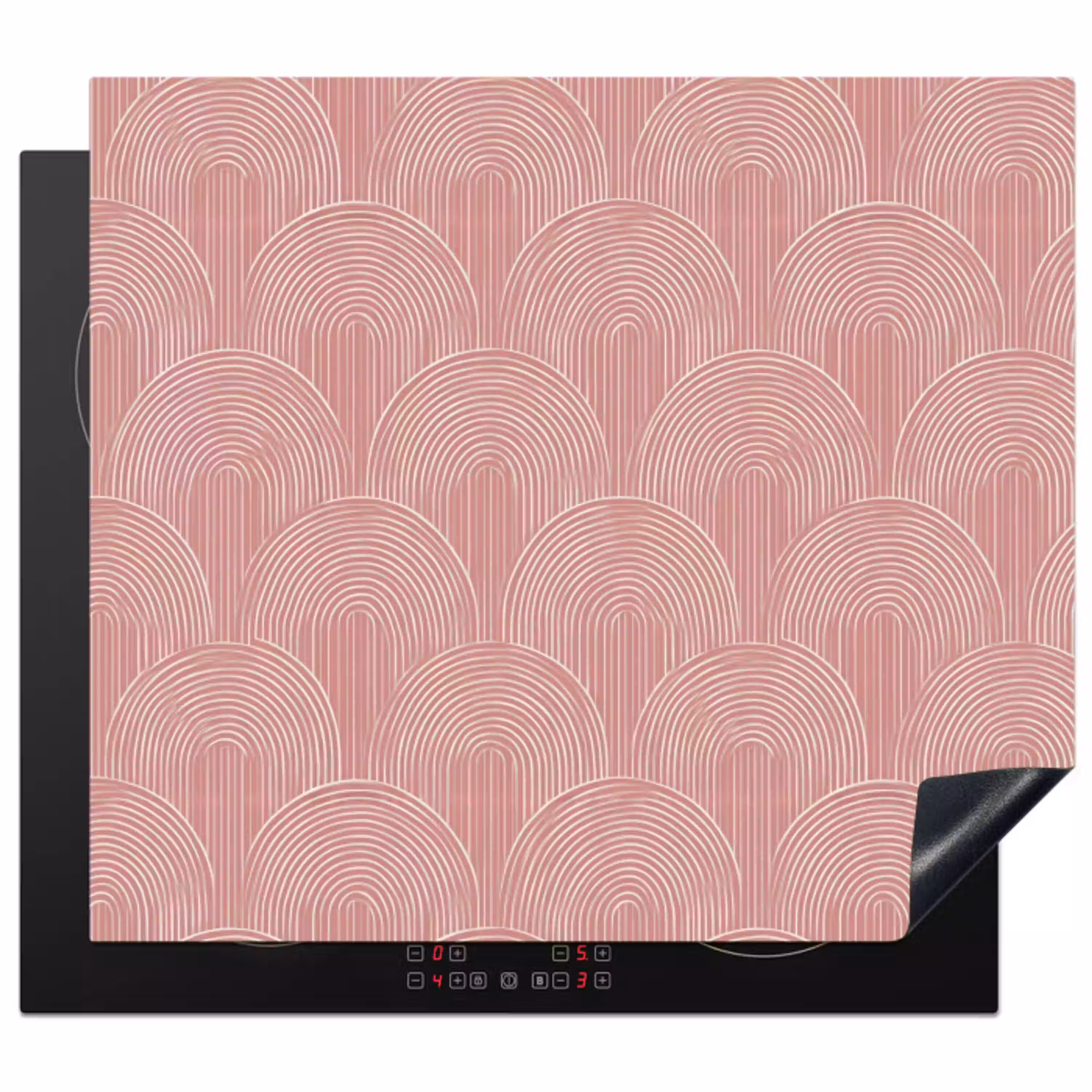 Oudroze - Bogen - Deco - Lijnen Inductie beschermer vinyl 3mm middel 274 -3d