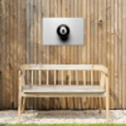 Biljartbal - Getal - Acht - Wit Tuinposter op houten frame 2 cm dik klein -sfeer4