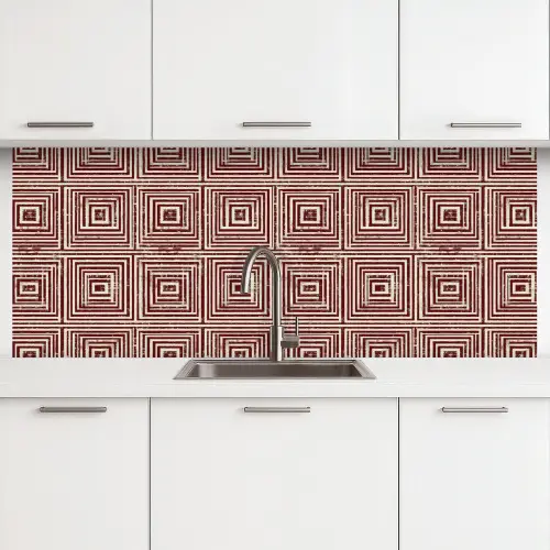 Geometrisch - Patroon - Rood keuken achterwand 2 middel 871 -3d