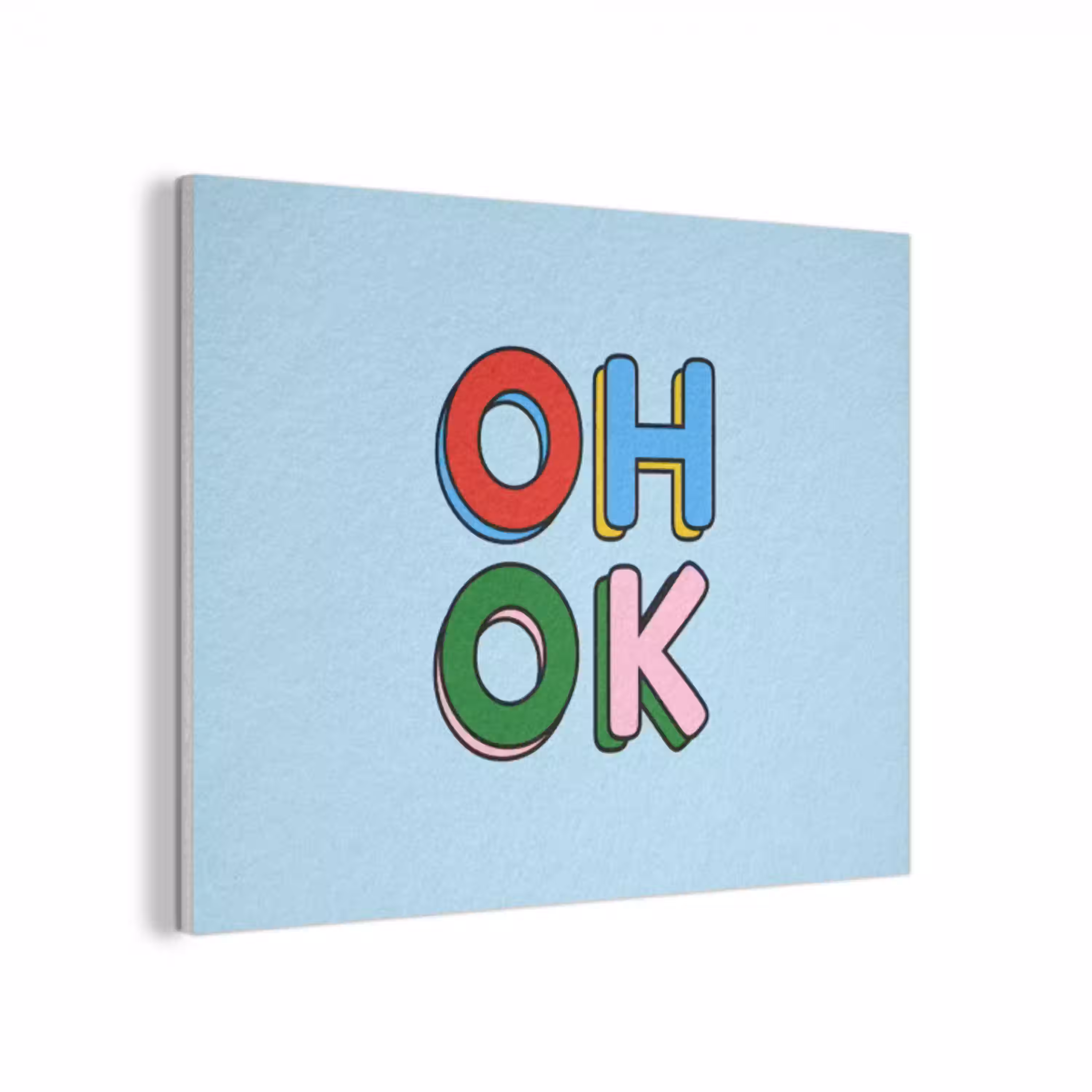 Oh ok - Blauw - Kleurrijk PET vilt klein -3d