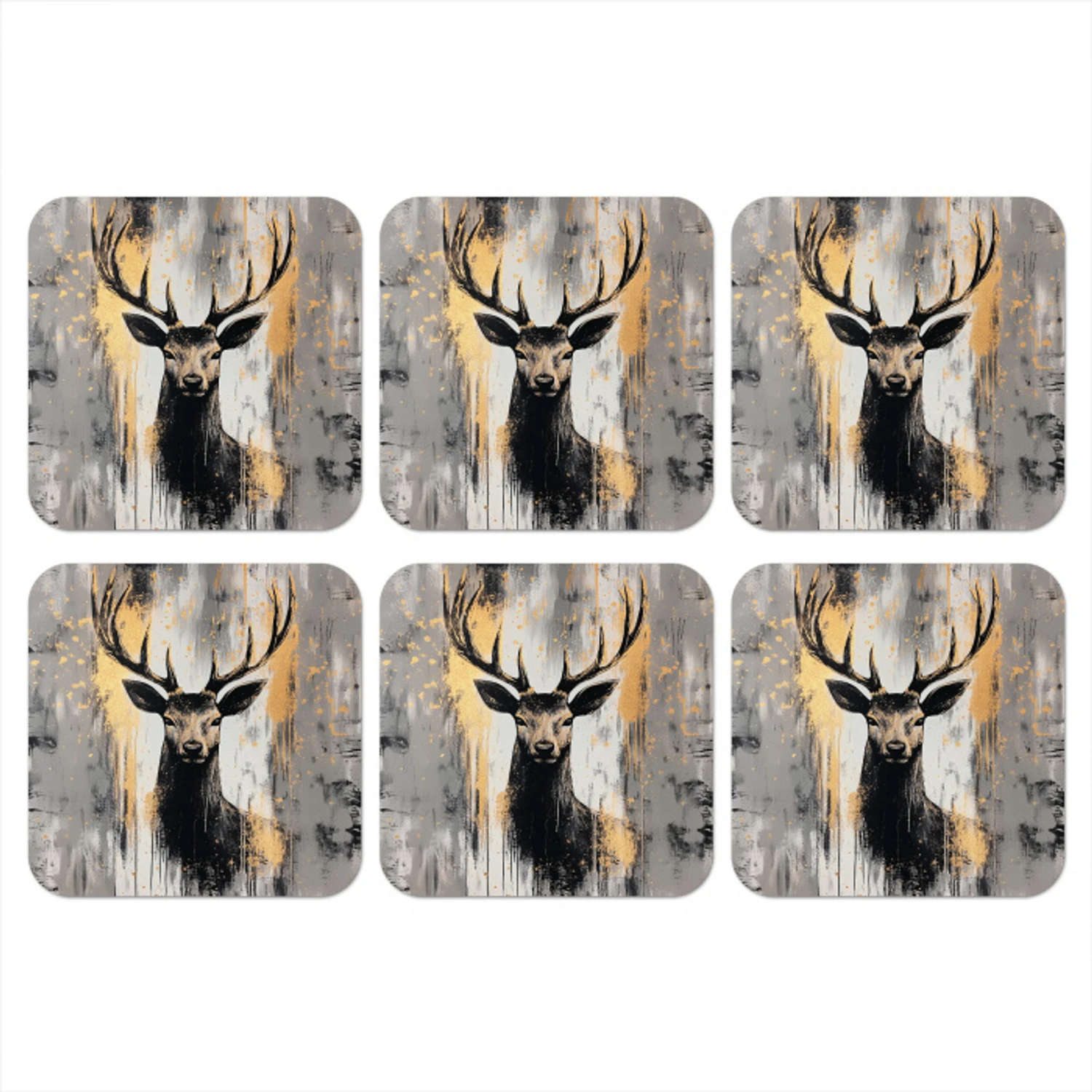 Abstract - Hert - Gewei - Goud onderzetter kurk middel -3d