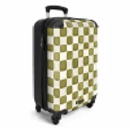Schaak - Patroon - Groen NBS - Handbagage koffer - Volwassenen Unisex middel -productfoto_3d