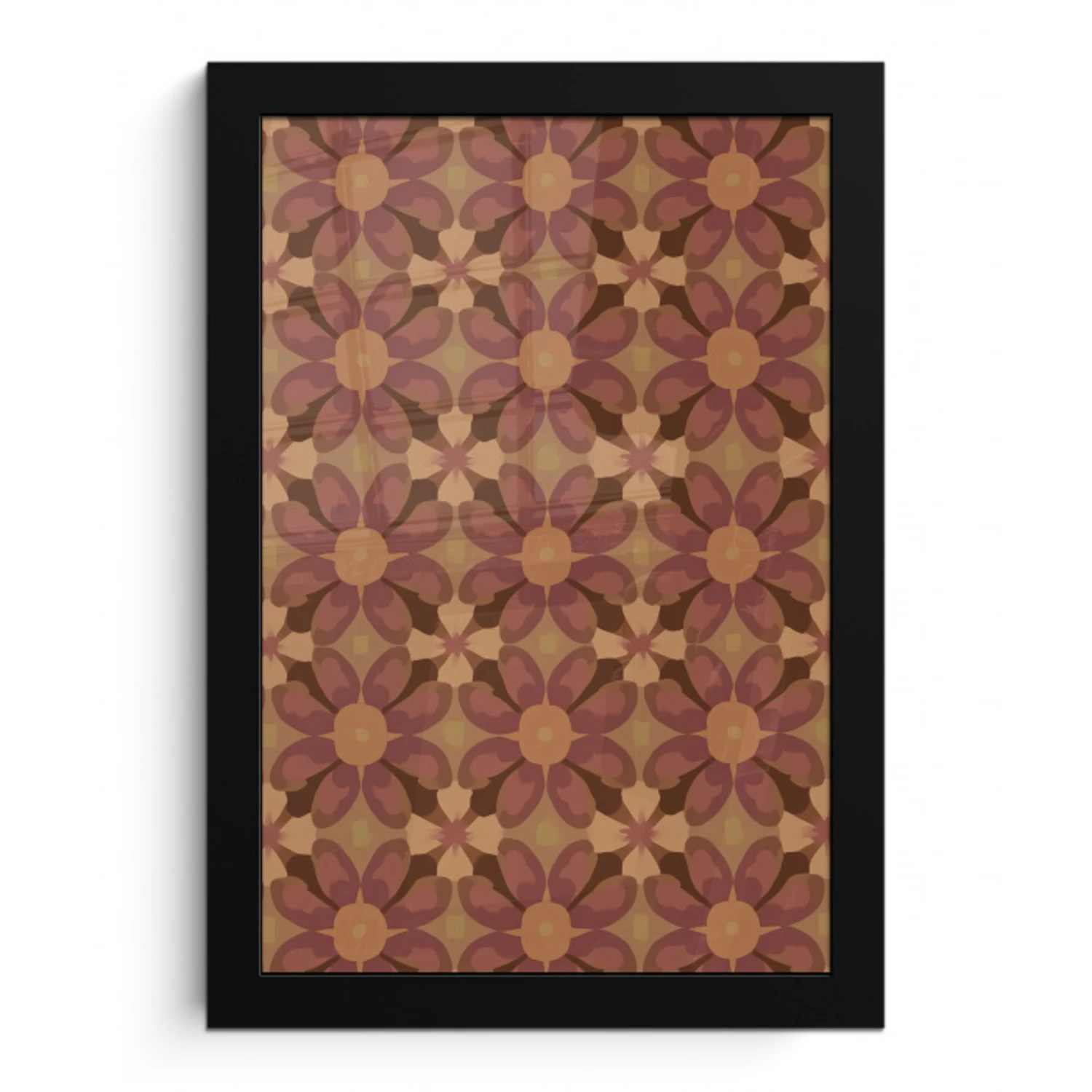 Retro - Bloemen - Bruin fotolijst zwart zonder passe partout klein 224 -3d