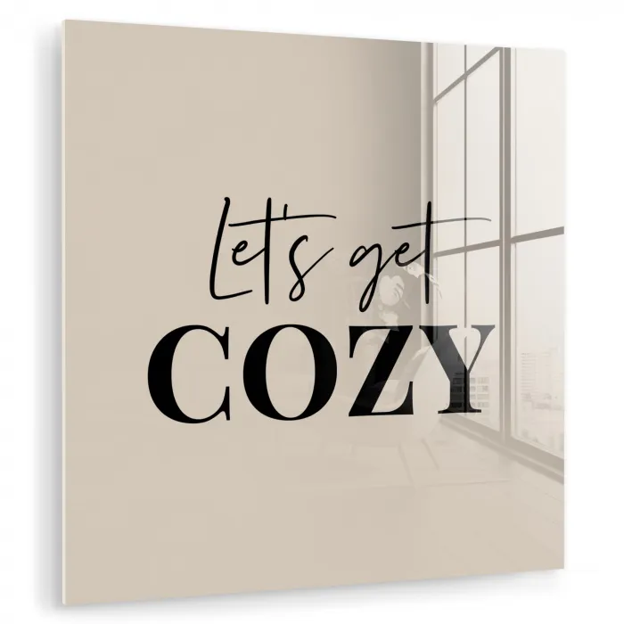 Beige - Winter - Quote - Cozy plexiglas 5mm klein -zzzproduct_nieuw