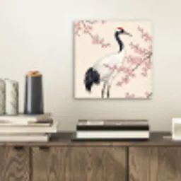 Aziatisch - Kraanvogel - Beige aluminium wit klein -sfeer1