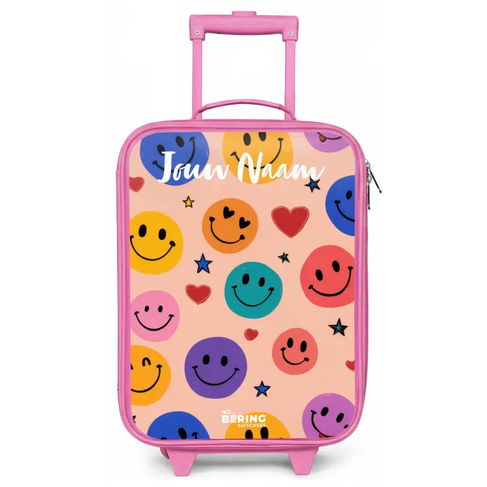 Vrolijk Smiley-patroon Kinderkoffer - Roze klein -zz3dotto
