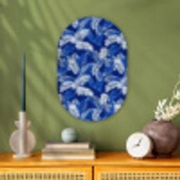 Palmblad - Patroon - Blauw Wandcirkel Ovaal Forex klein 630 -sfeer2