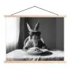 Konijn - Bunny - Zonnebril - Tafelkleed - Pasta - Schattig textielposter latten blank klein -3d