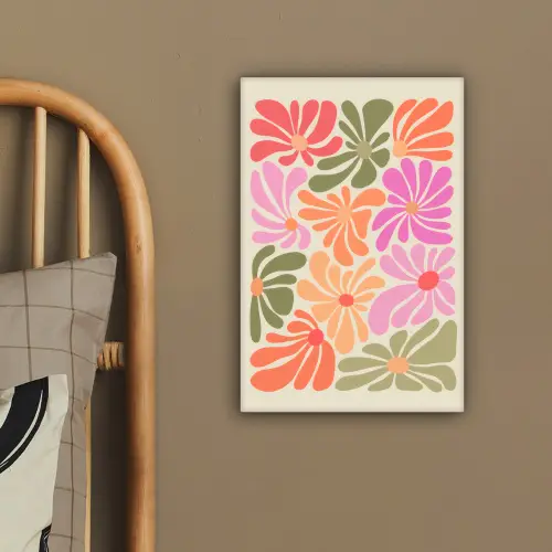 Bloemvormen - Retro - Kleurrijk canvas 2cm klein -sfeer3