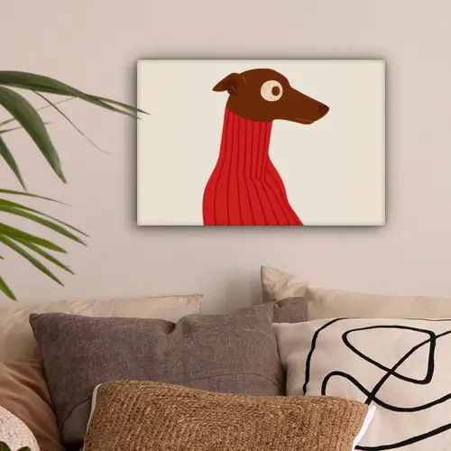 Silhouet - Hond - Trui - Rood canvas 2cm klein -sfeer1