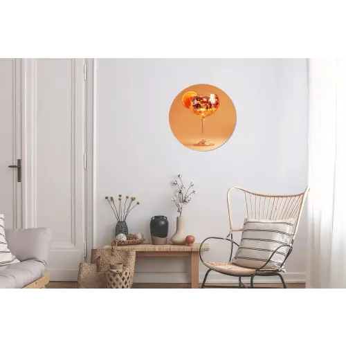 Drank - Oranje - Glitter - Disco Wandcirkel aluminium klein -woonkamer