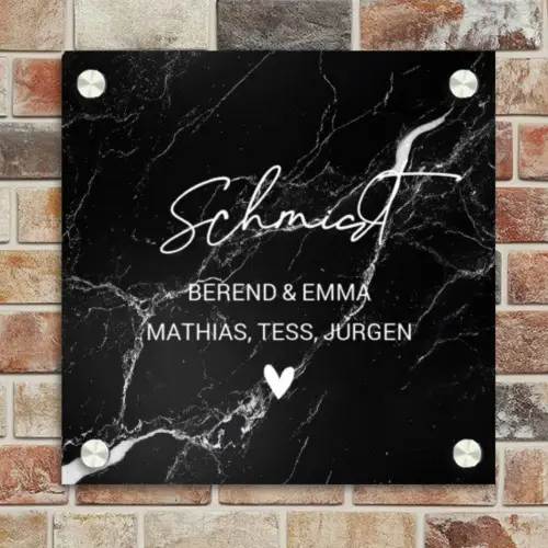 Marmer - Sierlijk Naambord Vierkant klein -sfeer2